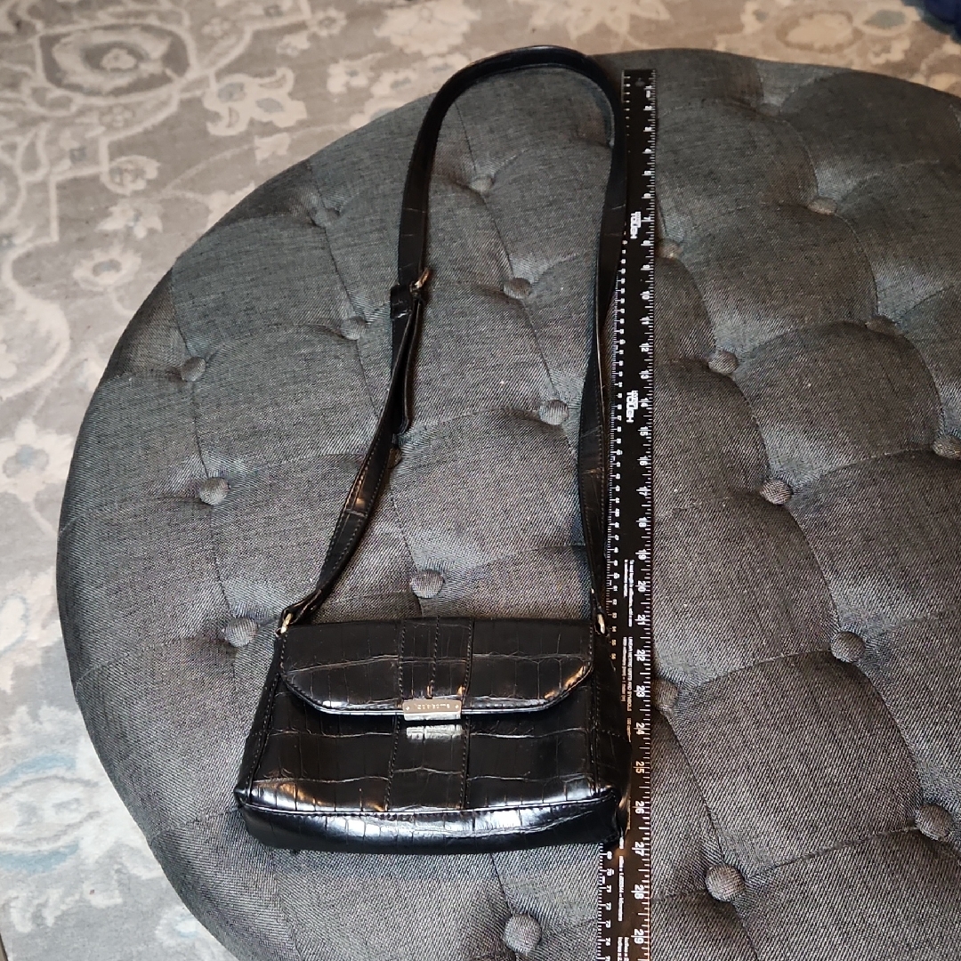 Elegant Black CrocEmbossed Shoulder Bag Or Used As A Crossbag